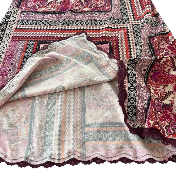 Victorias Secret Women M Pink Maroon Paisley Satin Lace Trim Intimate Slip Dress - Picture 9 of 16